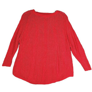 Rosie Neira Sweater Womens Medium Orange Linen Blend Open‎ Knit Casual Preppy